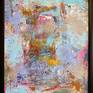 Mixed Media abstract painting on paper. This work is sold framed in a black wood frame. Ready to hang when received.