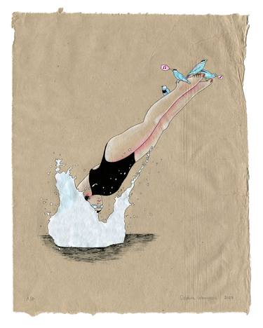 Original Sport Mixed Media by Delphine Lebourgeois
