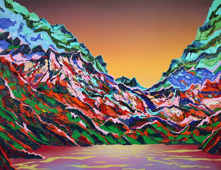 Original Landscape Painting by Dominic-petru Virtosu | Fauvism Art on Canvas | Giants over the Lake
