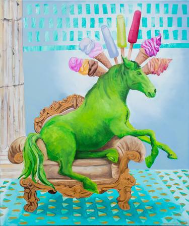 Original Surrealism Horse Paintings by Dominic-Petru Virtosu