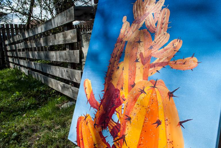 Original Pop Art Landscape Painting by Dominic-Petru Virtosu