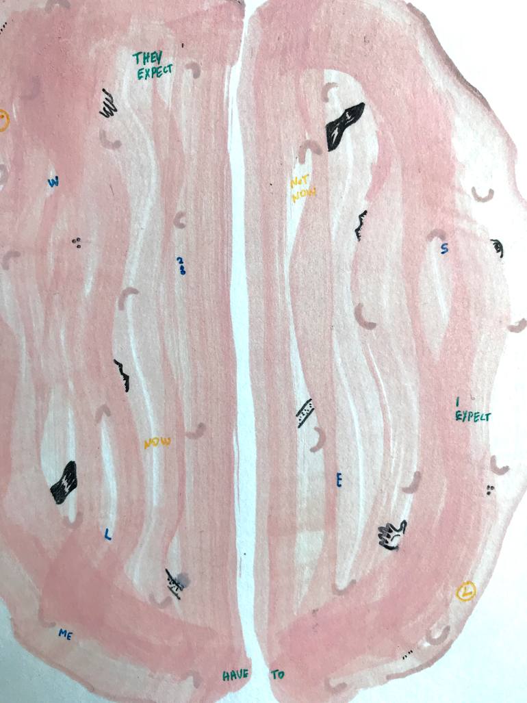 Original Abstract Humor Drawing by Olga Souri