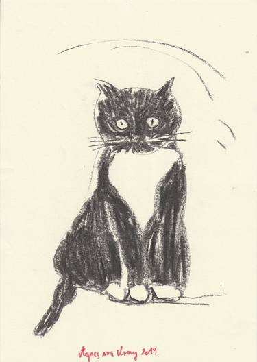 Print of Cats Drawings by Agnes von Uray