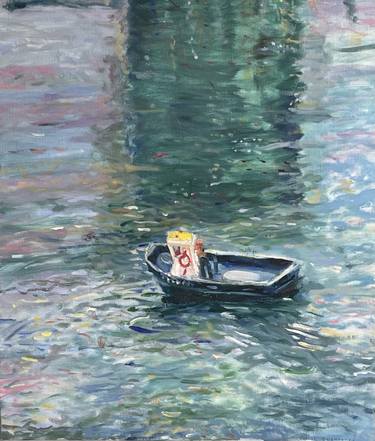 Original Figurative Boat Paintings by Evelyn Boumendil