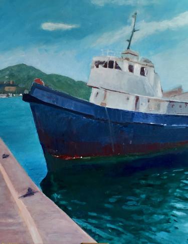 Original Impressionism Boat Paintings by Evelyn Boumendil