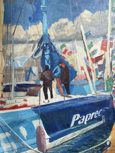 Original Figurative Sailboat Paintings by Evelyn Boumendil