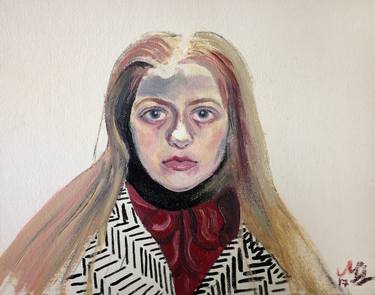 Self portrait in striped coat I. image