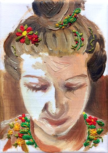 Girl portrait with embroidered flowers image