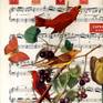 A collage on a light weight wooden panel with hardware and wired so that it does not require a frame. Created with vintage illustrations and vintage ephemera to capture the sounds and sights of nature and the songs of birds.