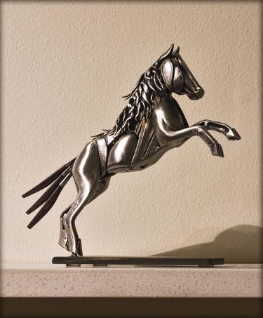 Silvermare ~ Stainless Horse Sculpture ~ Not a casting, One of a kind direct sculpture thumb