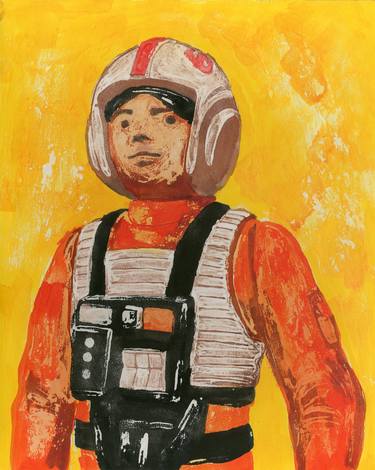 LUKE SKYWALKER X-WING PILOT Vintage Kenner Star Wars Action Figure ORIGINAL ART PRINT 3.75 thumb