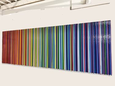 Technicolor Stripes and Drips painting 24x72 colorfield thumb