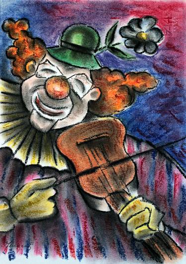 Clown with violin thumb