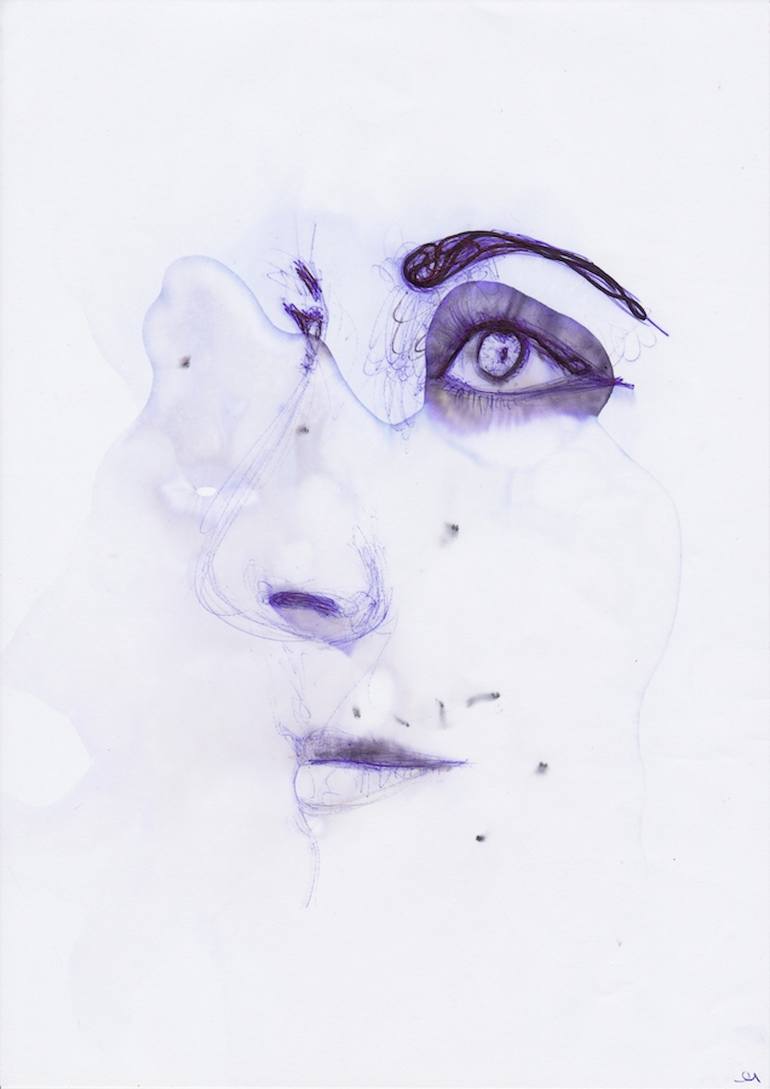 blue face Drawing by Ben Meyer | Saatchi Art