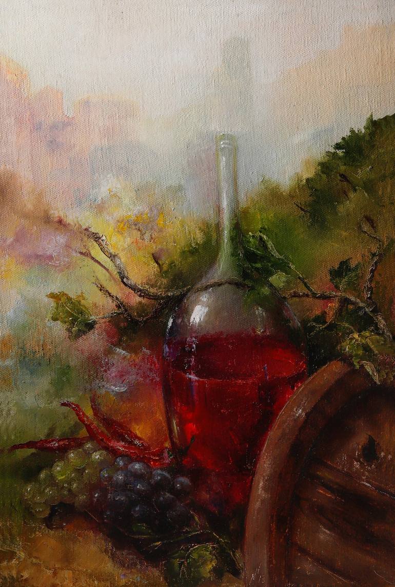 Still life with the bottle of wine Painting by Nana Narimanbayli ...
