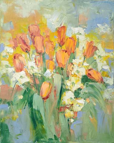 Original Expressionism Floral Painting by Emilia Milcheva