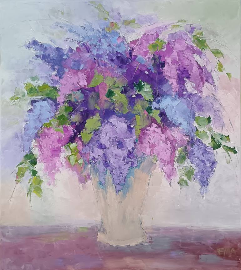 Original Floral Painting by Emilia Milcheva | Contemporary Art on Canvas | SCENT OF A SPRING NIGHT