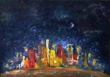 Original Abstract Cities Paintings by Emilia Milcheva