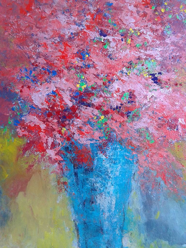 Original Abstract Expressionism Floral Painting by Emilia Milcheva