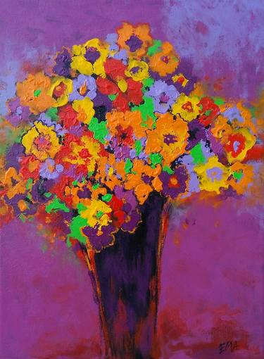 Original Abstract Expressionism Floral Paintings by Emilia Milcheva