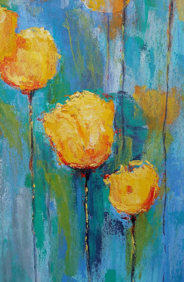 Original Abstract Expressionism Floral Painting by Emilia Milcheva