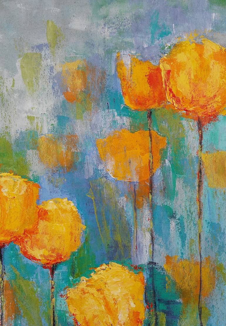 Original Abstract Expressionism Floral Painting by Emilia Milcheva