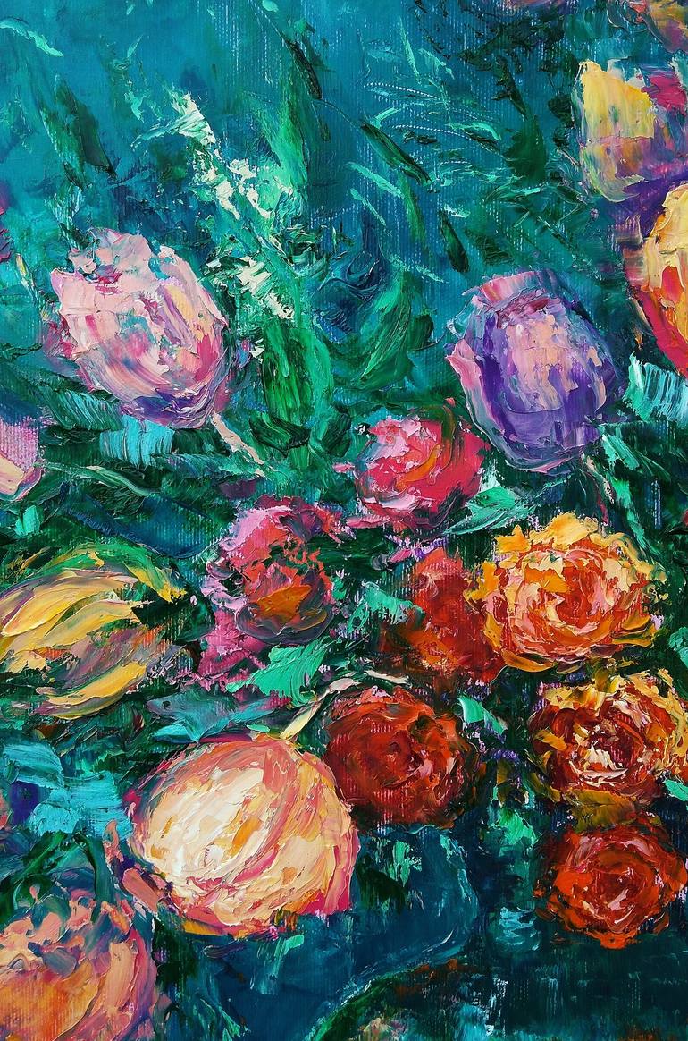 Original Expressionism Floral Painting by Emilia Milcheva