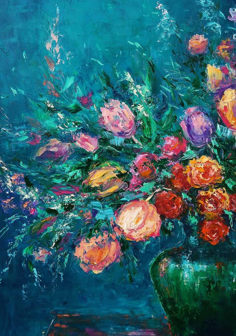 Original Expressionism Floral Painting by Emilia Milcheva