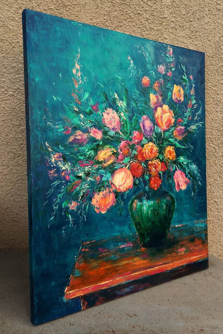 Original Expressionism Floral Painting by Emilia Milcheva