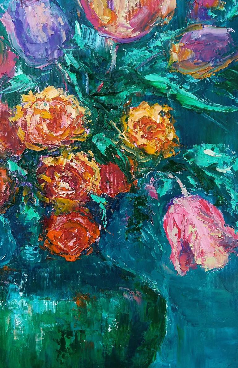 Original Expressionism Floral Painting by Emilia Milcheva