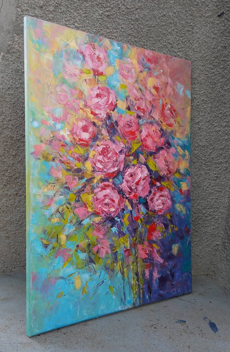 Original Expressionism Floral Painting by Emilia Milcheva