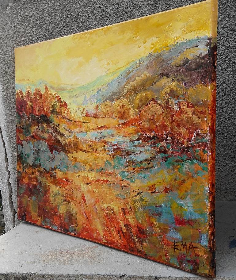 Original Abstract Expressionism Landscape Painting by Emilia Milcheva