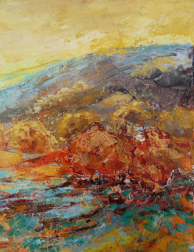 Original Abstract Expressionism Landscape Painting by Emilia Milcheva