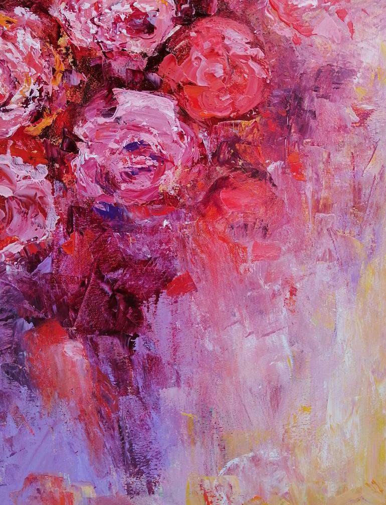 Original Abstract Expressionism Floral Painting by Emilia Milcheva