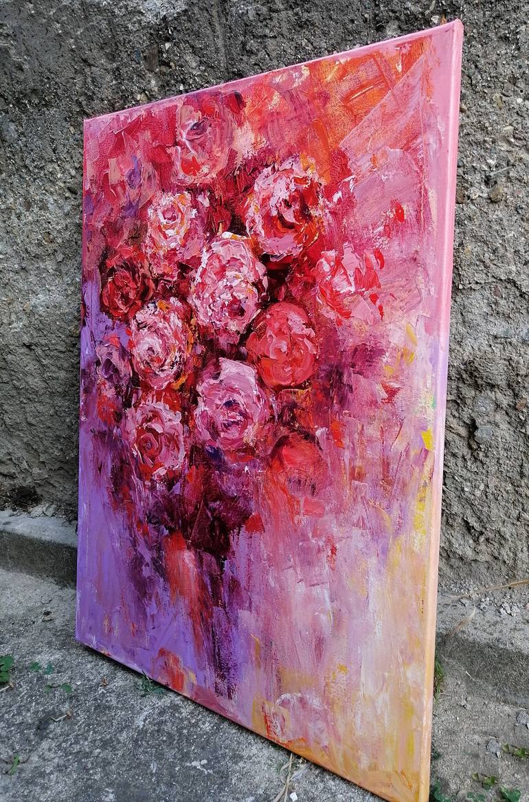 Original Abstract Expressionism Floral Painting by Emilia Milcheva