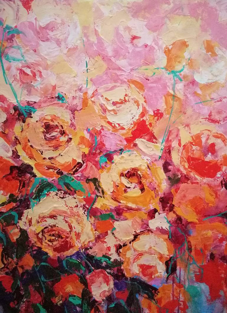 Original Expressionism Floral Painting by Emilia Milcheva