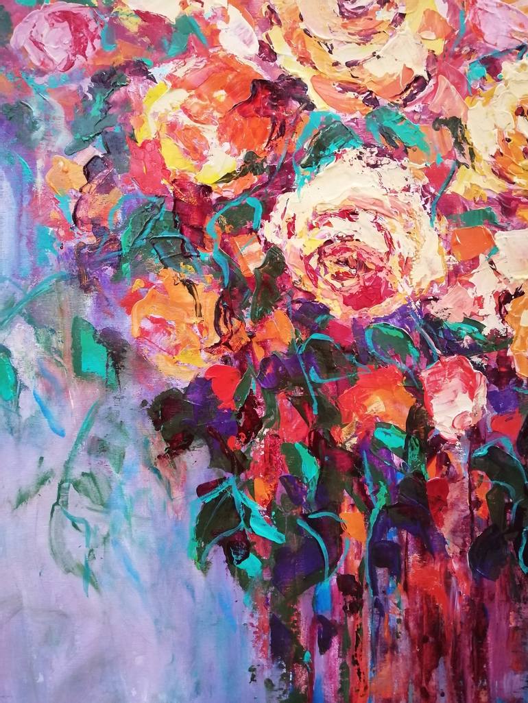 Original Expressionism Floral Painting by Emilia Milcheva