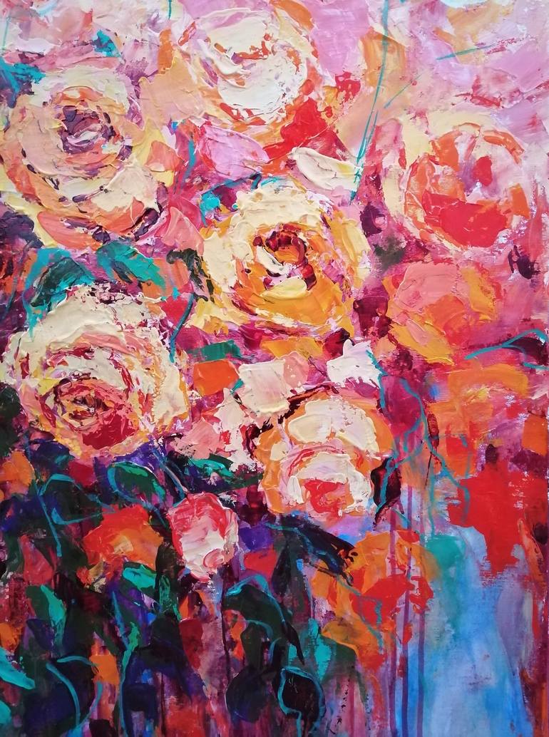 Original Expressionism Floral Painting by Emilia Milcheva