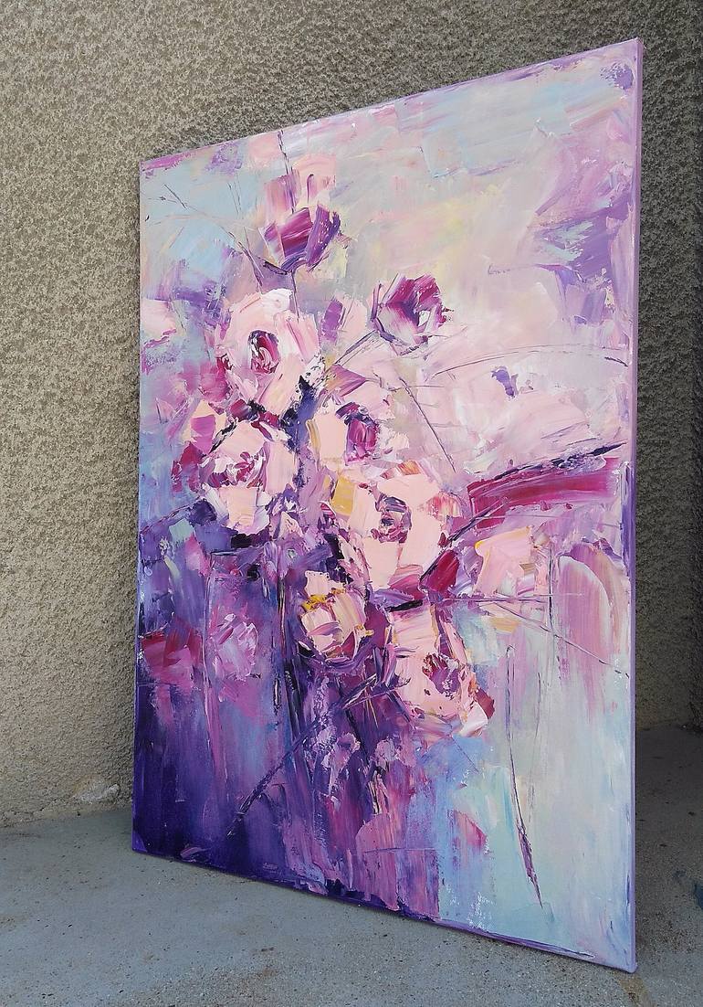 Original Abstract Expressionism Floral Painting by Emilia Milcheva