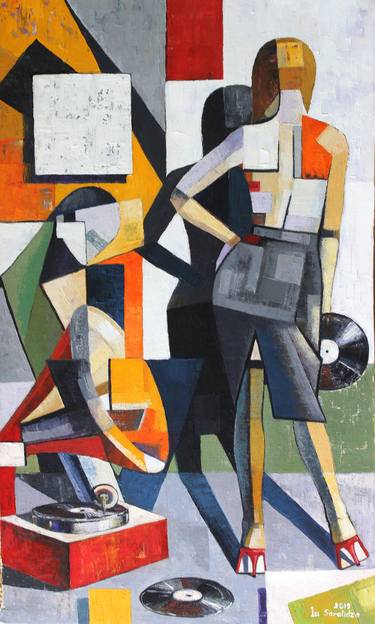 Print of Cubism Women Paintings by Ia Saralidze