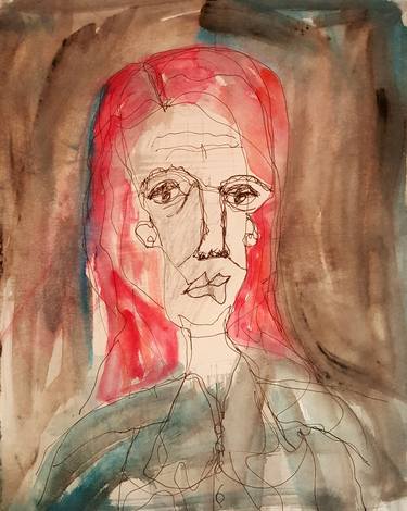 Original Abstract Expressionism Portrait Drawings by A K Dayton