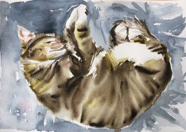 Original Impressionism Cats Paintings by kathleen burke