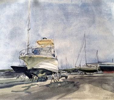 Original Modern Yacht Paintings by kathleen burke