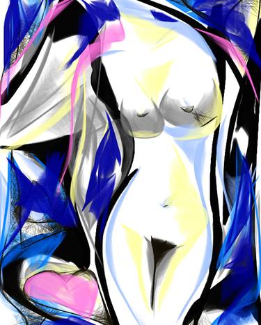 Print of Abstract Expressionism Nude Mixed Media by athiwat poolsawad