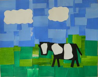 Print of Abstract Cows Collage by Ceridwen Powell