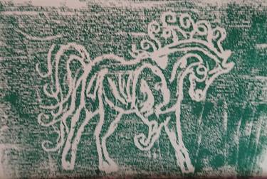 Original Abstract Horse Printmaking by Ceridwen Powell