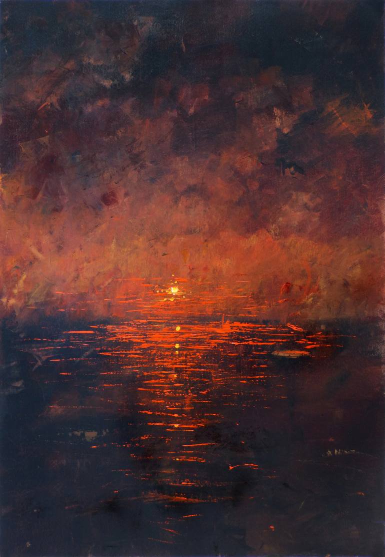 Black Sunset Painting by Alessandro Piras | Saatchi Art