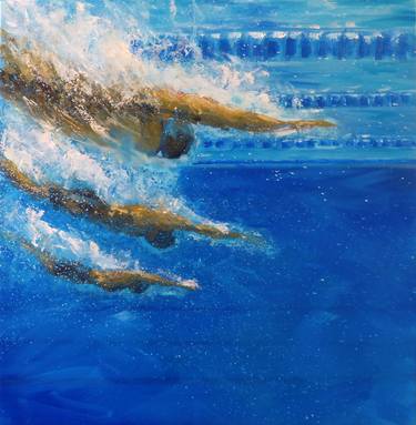 Swimmers on light blue. thumb