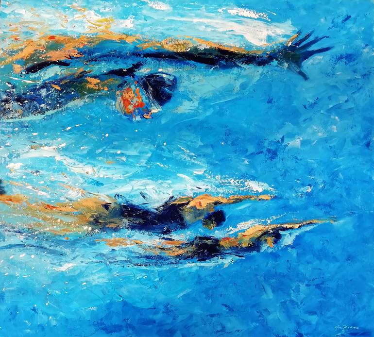 Three swimmers Painting by Alessandro Piras |