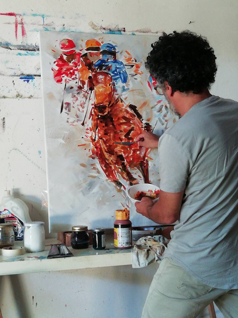 Original Impressionism Horse Painting by Alessandro Piras